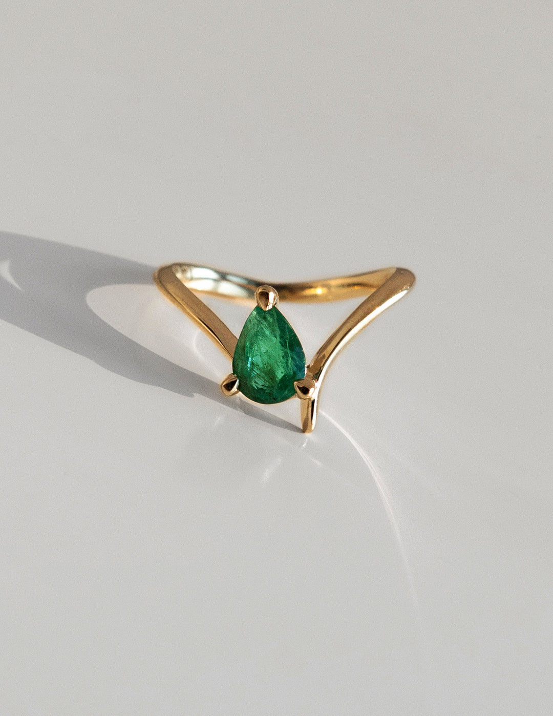 Emerald engagement ring  Cadette pear emerald nature inspired engagement ring Cadette pear emerald plant inspired engagement ring