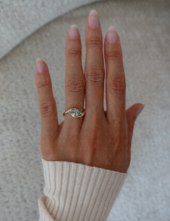 One-of-a-kind — 1.13CT Montana Teal Sapphire Marquise Rapture Ring