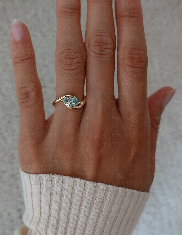 One-of-a-kind — 1.13CT Montana Teal Sapphire Marquise Rapture Ring