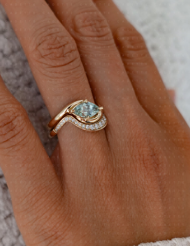 One-of-a-kind — 1.13CT Montana Teal Sapphire Marquise Rapture Ring