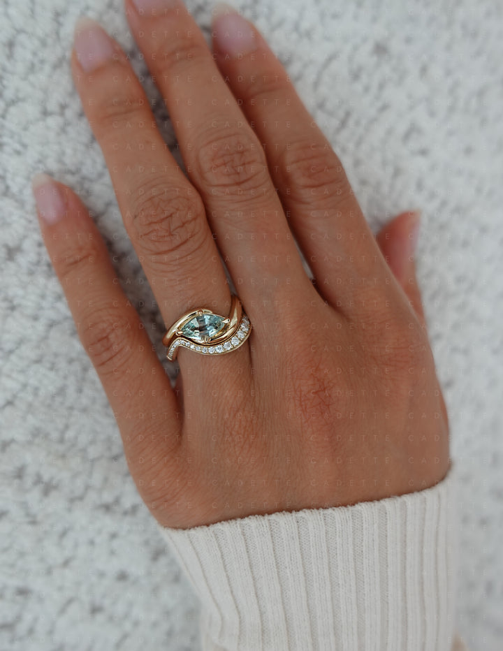 One-of-a-kind — 1.13CT Montana Teal Sapphire Marquise Rapture Ring