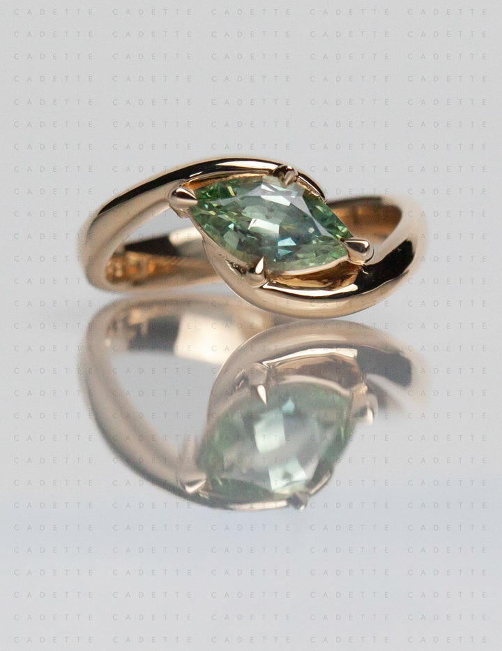 One-of-a-kind — 1.13CT Montana Teal Sapphire Marquise Rapture Ring