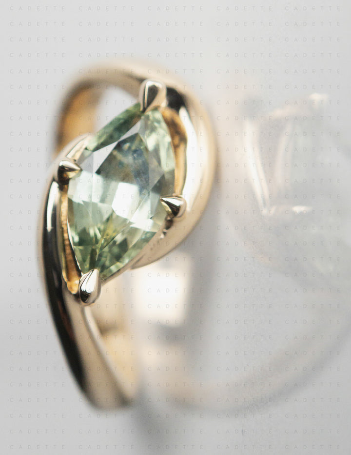 One-of-a-kind — 1.13CT Montana Teal Sapphire Marquise Rapture Ring