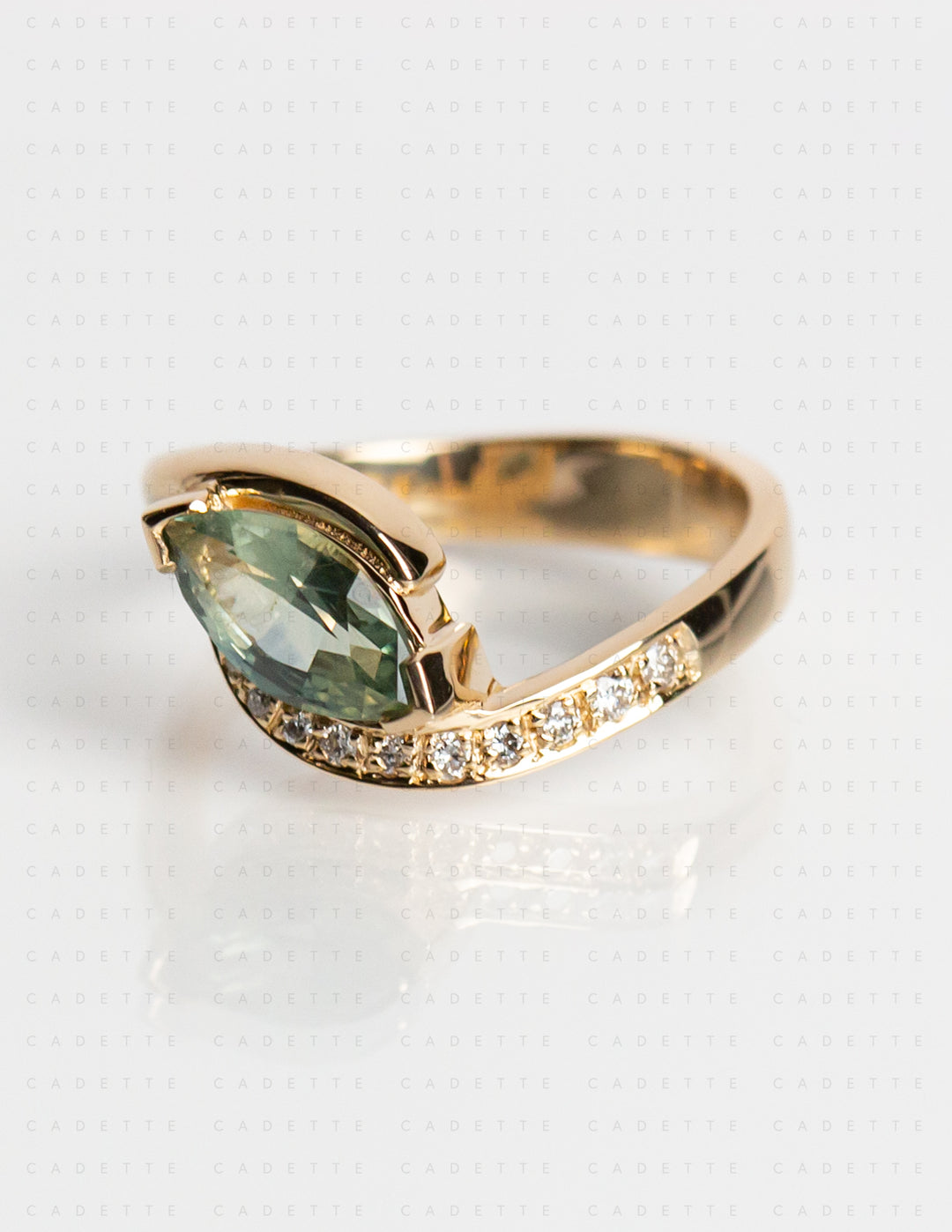 One-of-a-kind — 1.26ct Montana Teal Sapphire Marquise Demi Pavé Rapture Ring