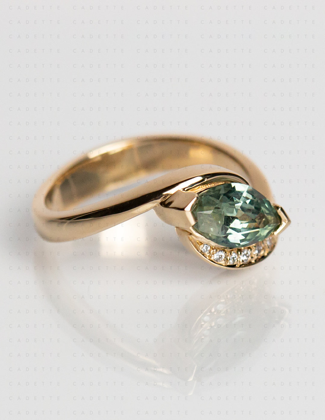 One-of-a-kind — 1.26ct Montana Teal Sapphire Marquise Demi Pavé Rapture Ring