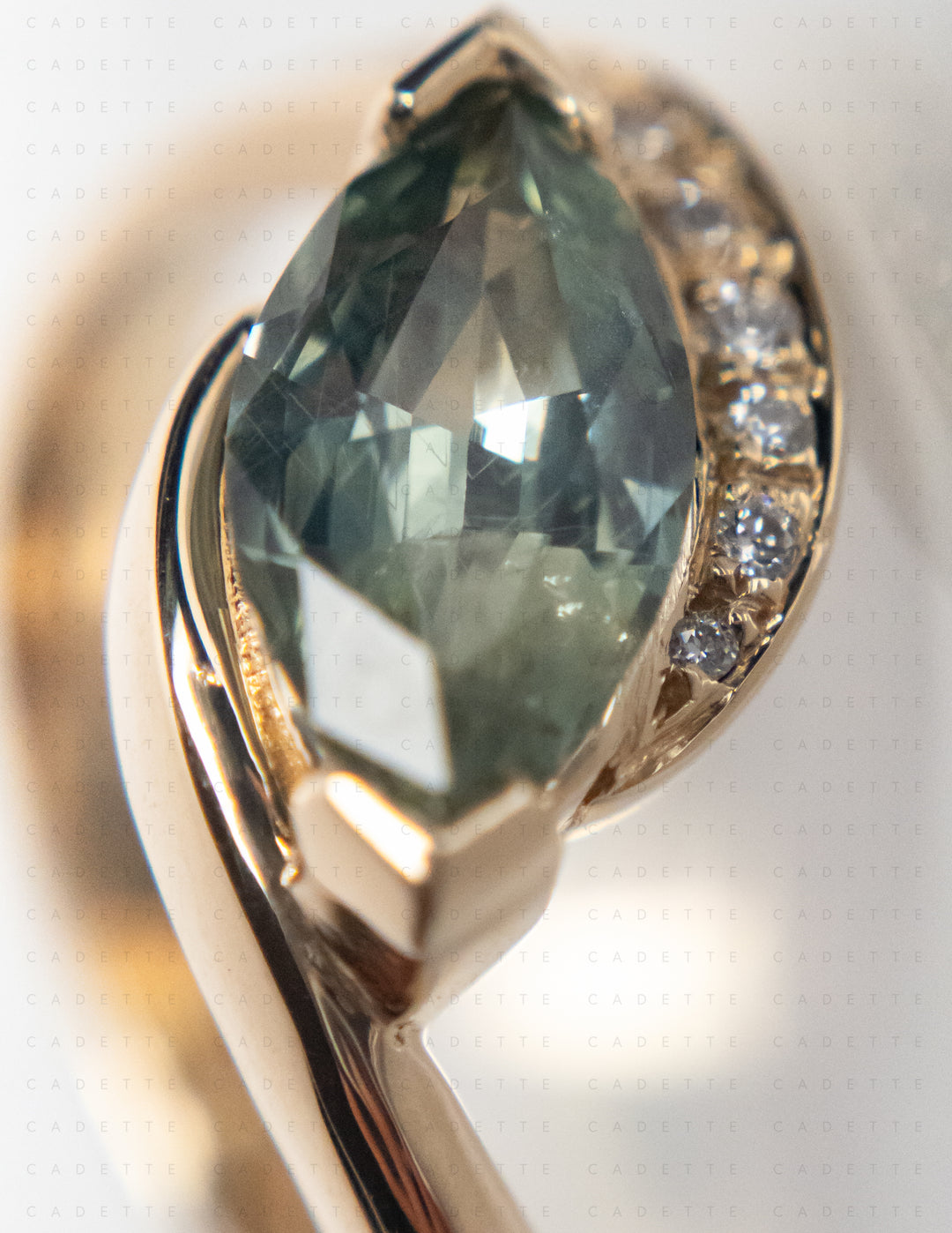 One-of-a-kind — 1.26ct Montana Teal Sapphire Marquise Demi Pavé Rapture Ring