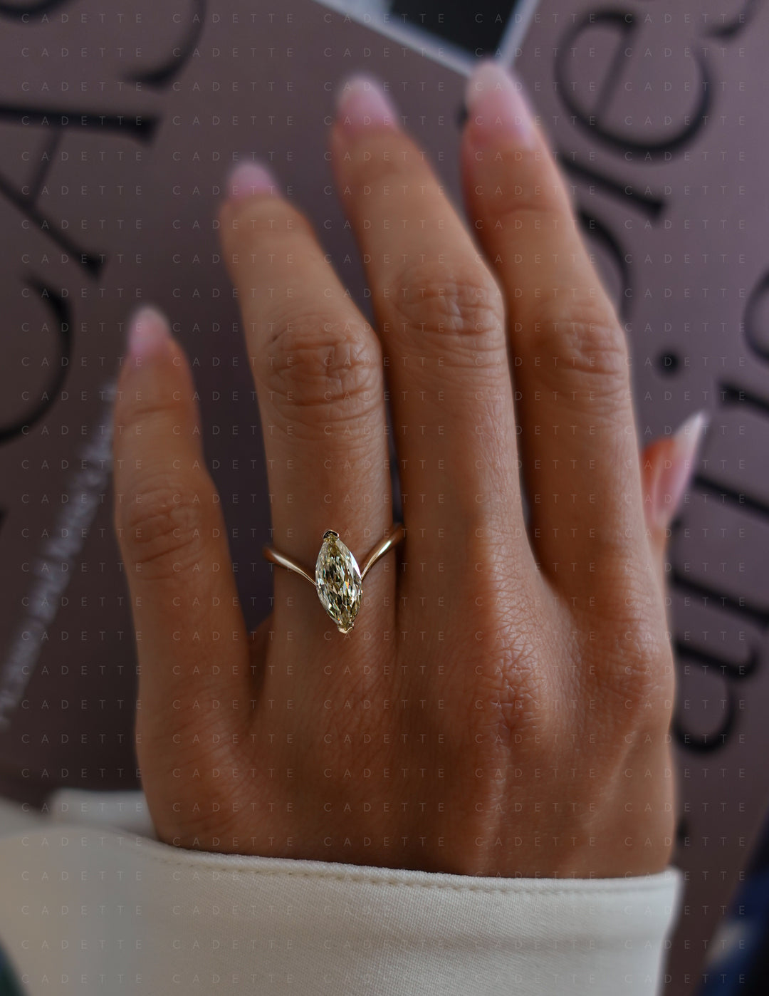 One-of-a-kind — 1.62ct CHAMPAGNE Lab Grown Diamond Grande Marquise Eve Ring