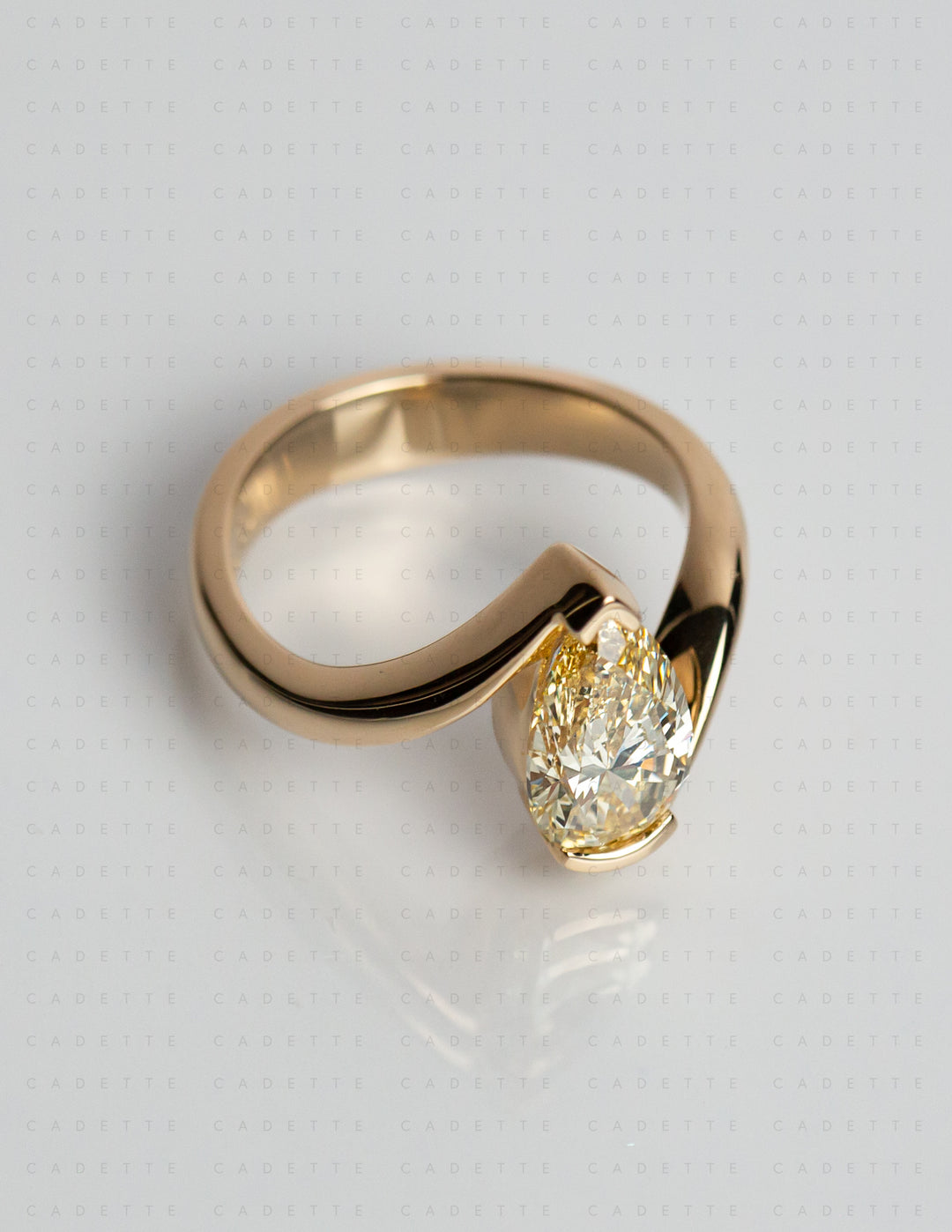 One-of-a-kind — 1.81ct CHAMPAGNE-YELLOW Diamond Pear Rapture Ring