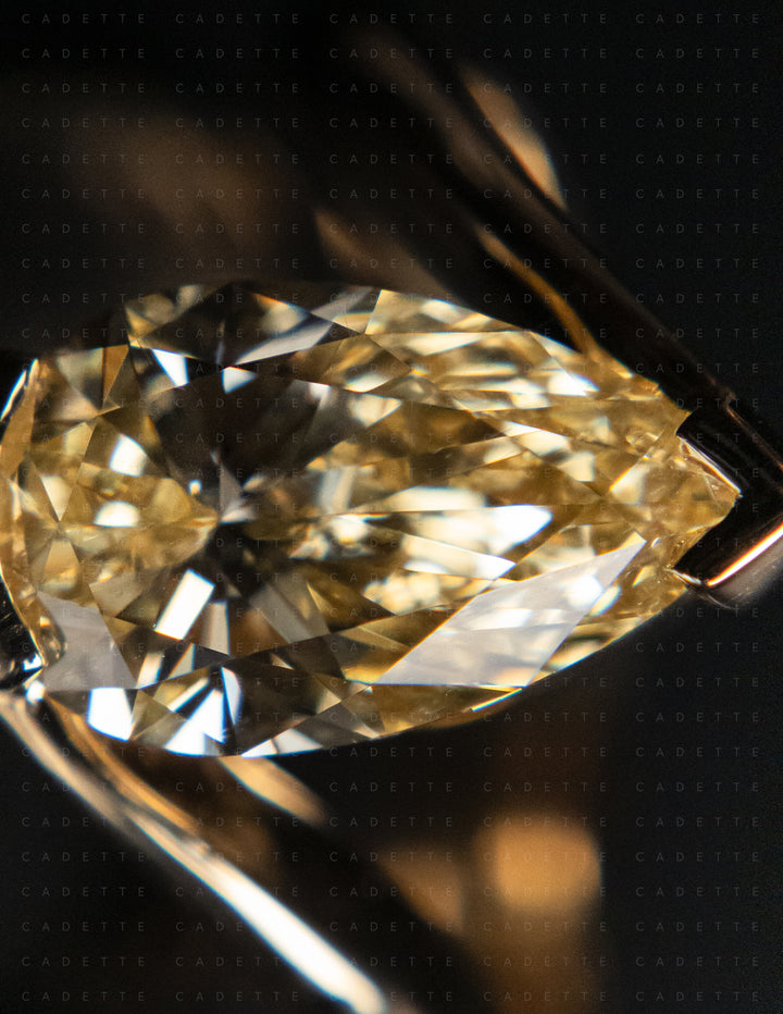 One-of-a-kind — 1.81ct CHAMPAGNE-YELLOW Diamond Pear Rapture Ring