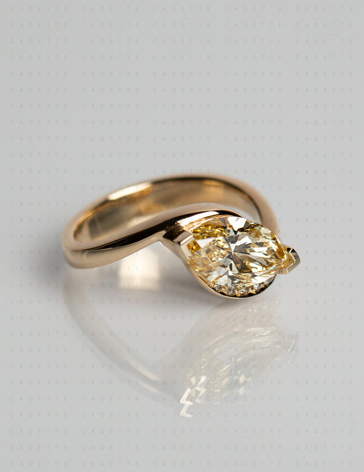 One-of-a-kind — 1.92ct CHAMPAGNE-YELLOW Lab Grown Diamond Marquise Demi Pavé Rapture Ring