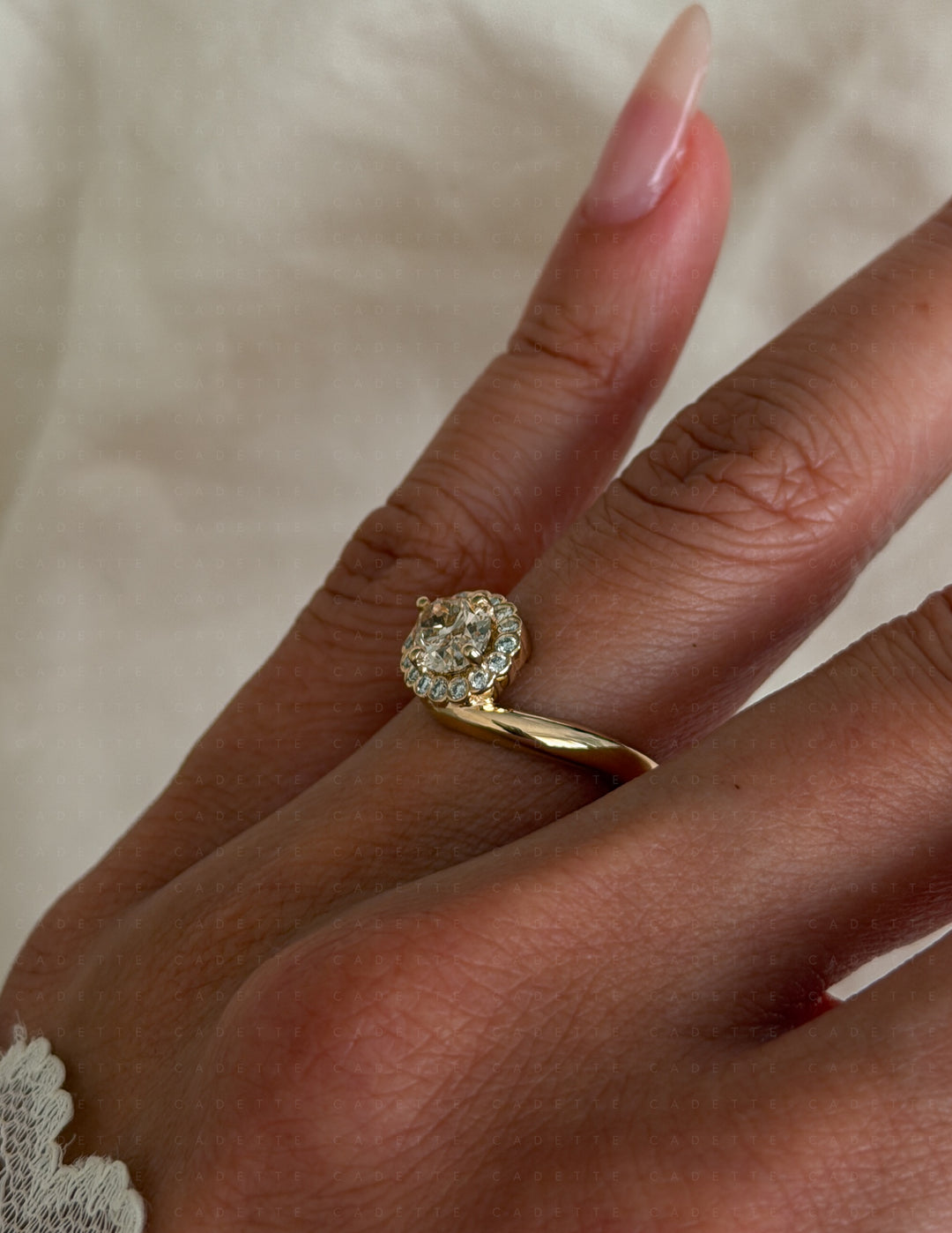 One-of-a-Kind — 1ct Natural Oval Champagne Diamond HALO Rapture Ring