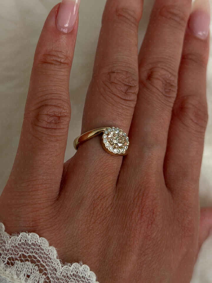 One-of-a-Kind — 1ct Natural Oval Champagne Diamond HALO Rapture Ring