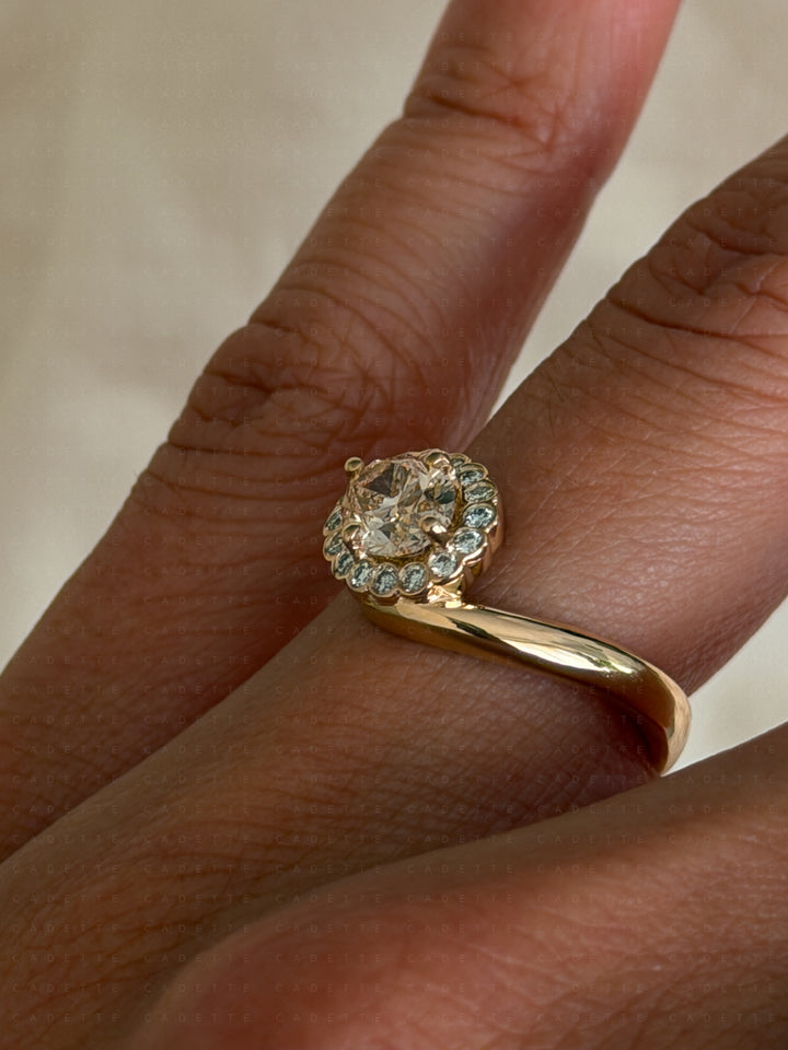 One-of-a-Kind — 1ct Natural Oval Champagne Diamond HALO Rapture Ring