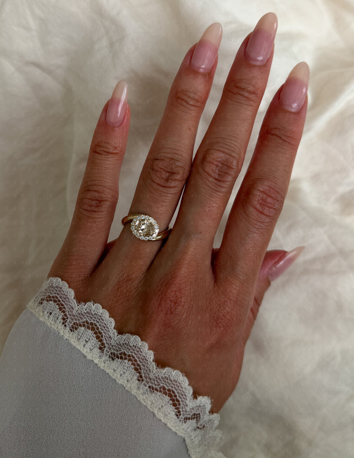 One-of-a-Kind — 1ct Natural Oval Champagne Diamond HALO Rapture Ring