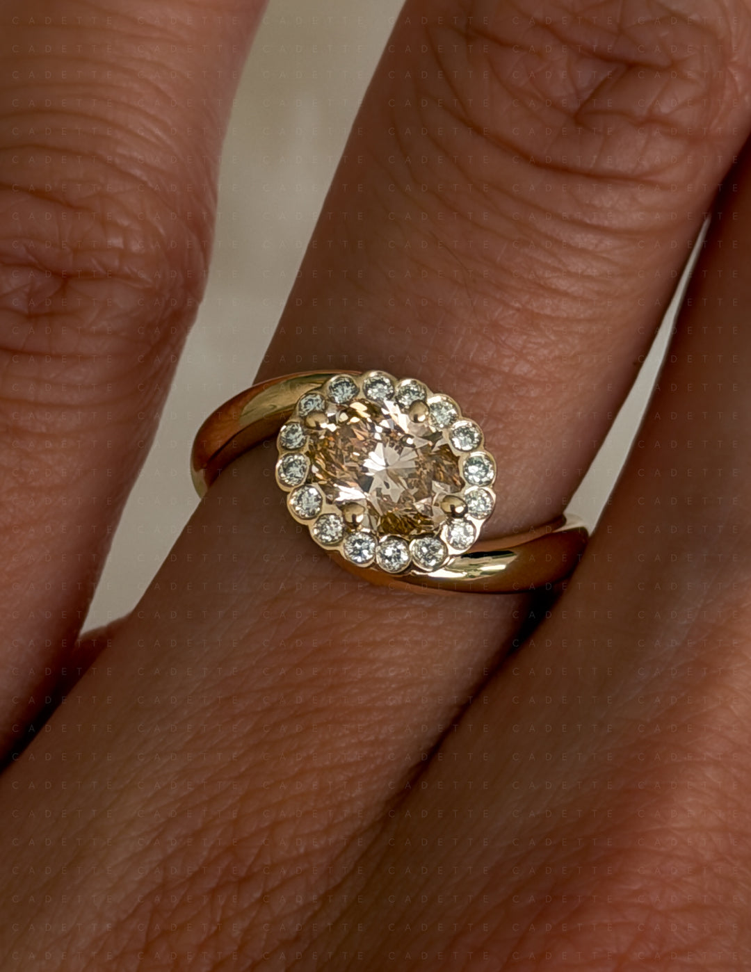 One-of-a-Kind — 1ct Natural Oval Champagne Diamond HALO Rapture Ring
