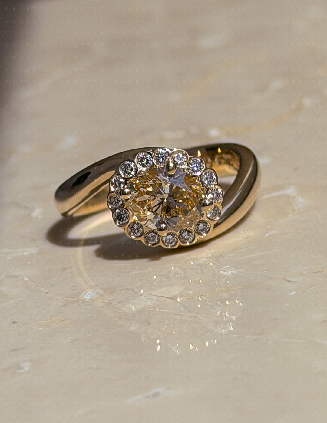 One-of-a-Kind — 1ct Natural Oval Champagne Diamond HALO Rapture Ring