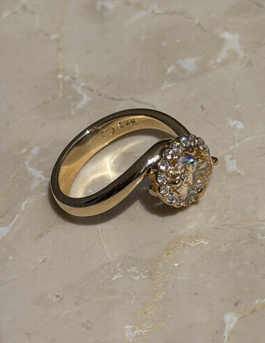 One-of-a-Kind — 1ct Natural Oval Champagne Diamond HALO Rapture Ring