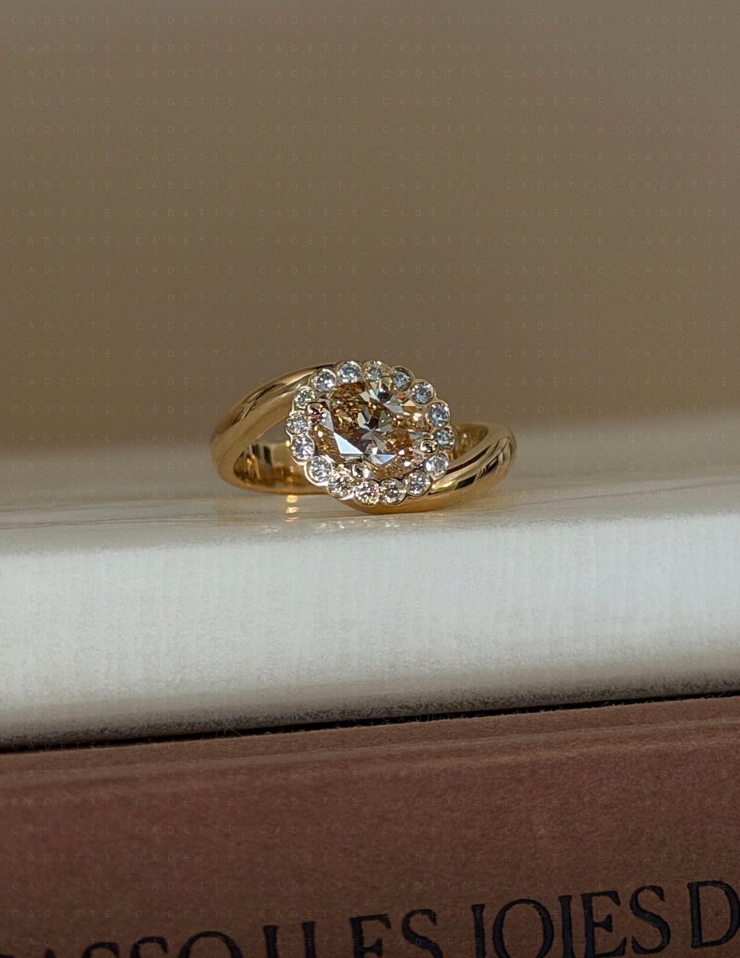 One-of-a-Kind — 1ct Natural Oval Champagne Diamond HALO Rapture Ring