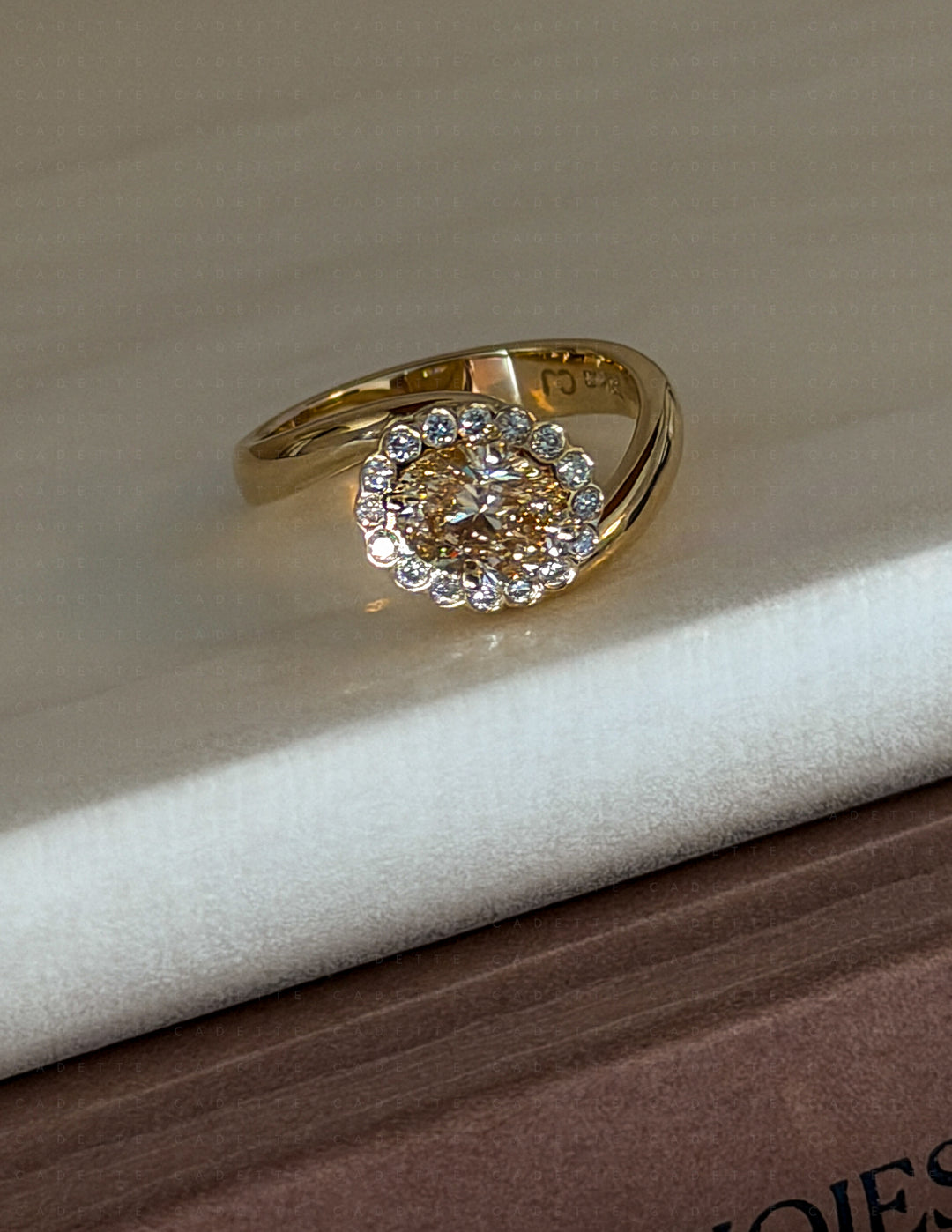 One-of-a-Kind — 1ct Natural Oval Champagne Diamond HALO Rapture Ring