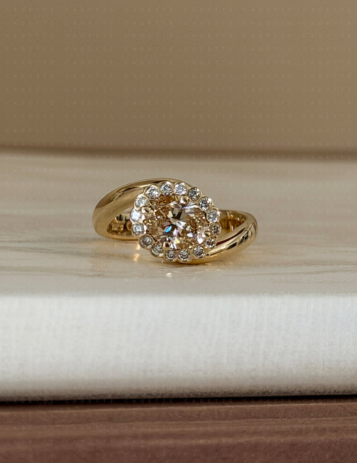 One-of-a-Kind — 1ct Natural Oval Champagne Diamond HALO Rapture Ring