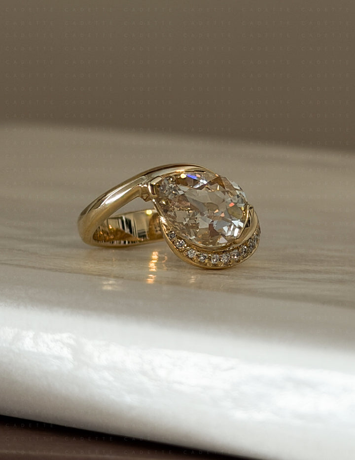 One-of-a-kind — 2ct Natural Champagne Diamond Pear Demi Pavé Rapture Ring