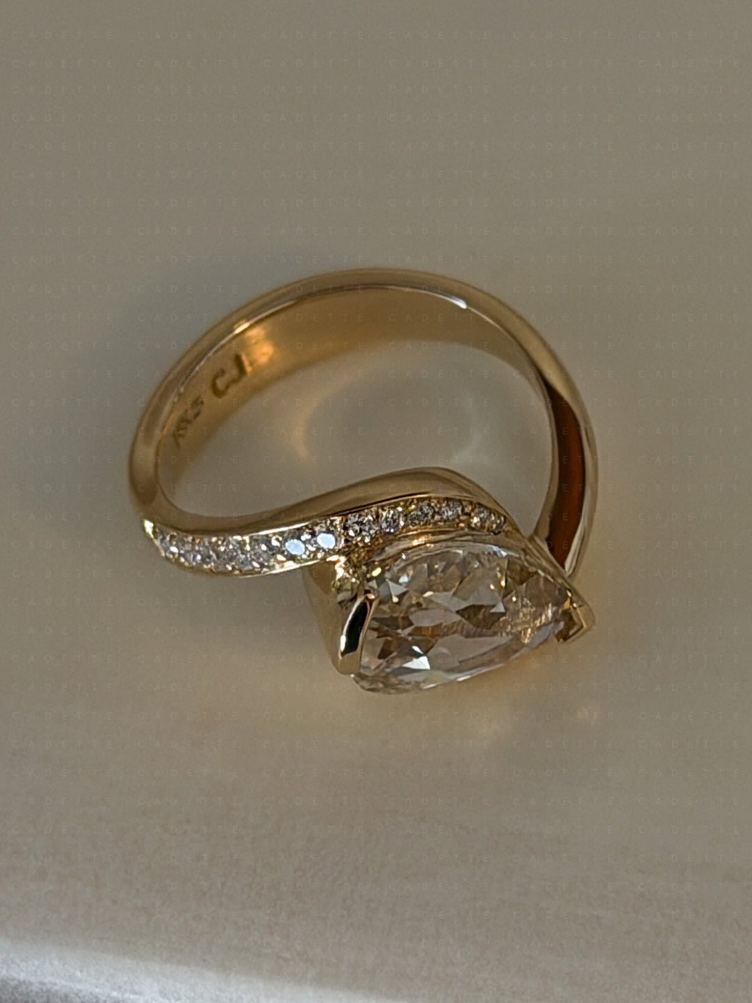 One-of-a-kind — 2ct Natural Champagne Diamond Pear Demi Pavé Rapture Ring