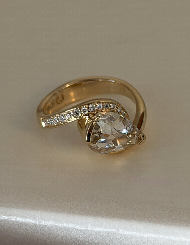 One-of-a-kind — 2ct Natural Champagne Diamond Pear Demi Pavé Rapture Ring