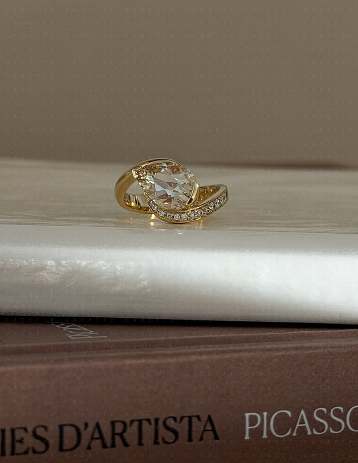 One-of-a-kind — 2ct Natural Champagne Diamond Pear Demi Pavé Rapture Ring