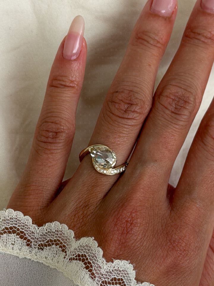 One-of-a-kind — 2ct Natural Champagne Diamond Pear Demi Pavé Rapture Ring