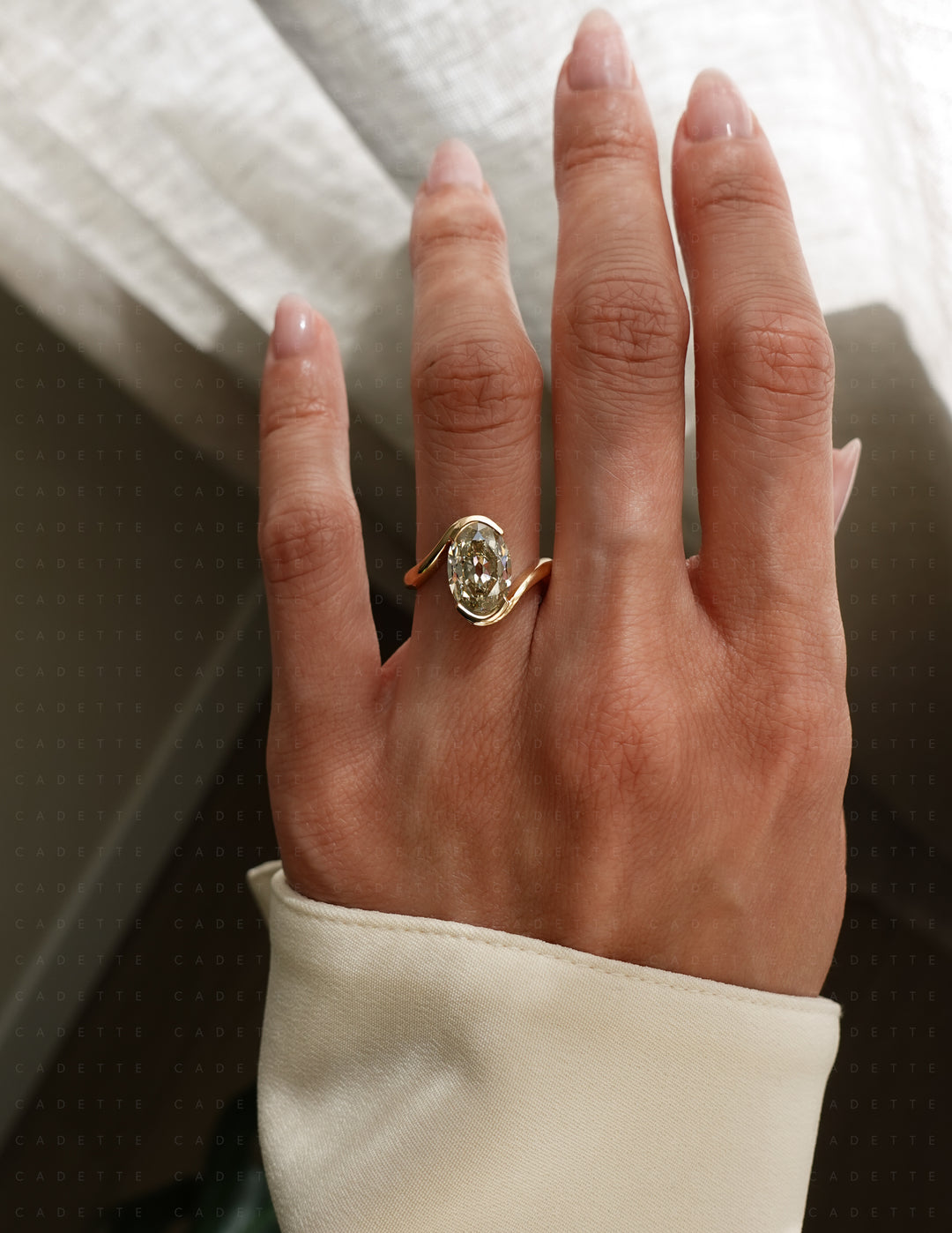 One-of-a-kind — 3.42ct Natural Champagne Diamond Oval Rapture Ring