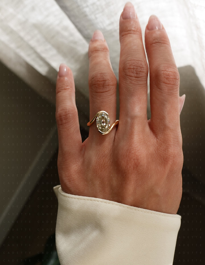 One-of-a-kind — 3.42ct Natural Champagne Diamond Oval Rapture Ring