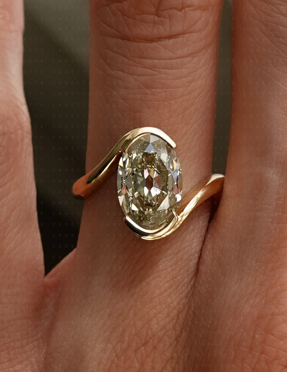 One-of-a-kind — 3.42ct Natural Champagne Diamond Oval Rapture Ring