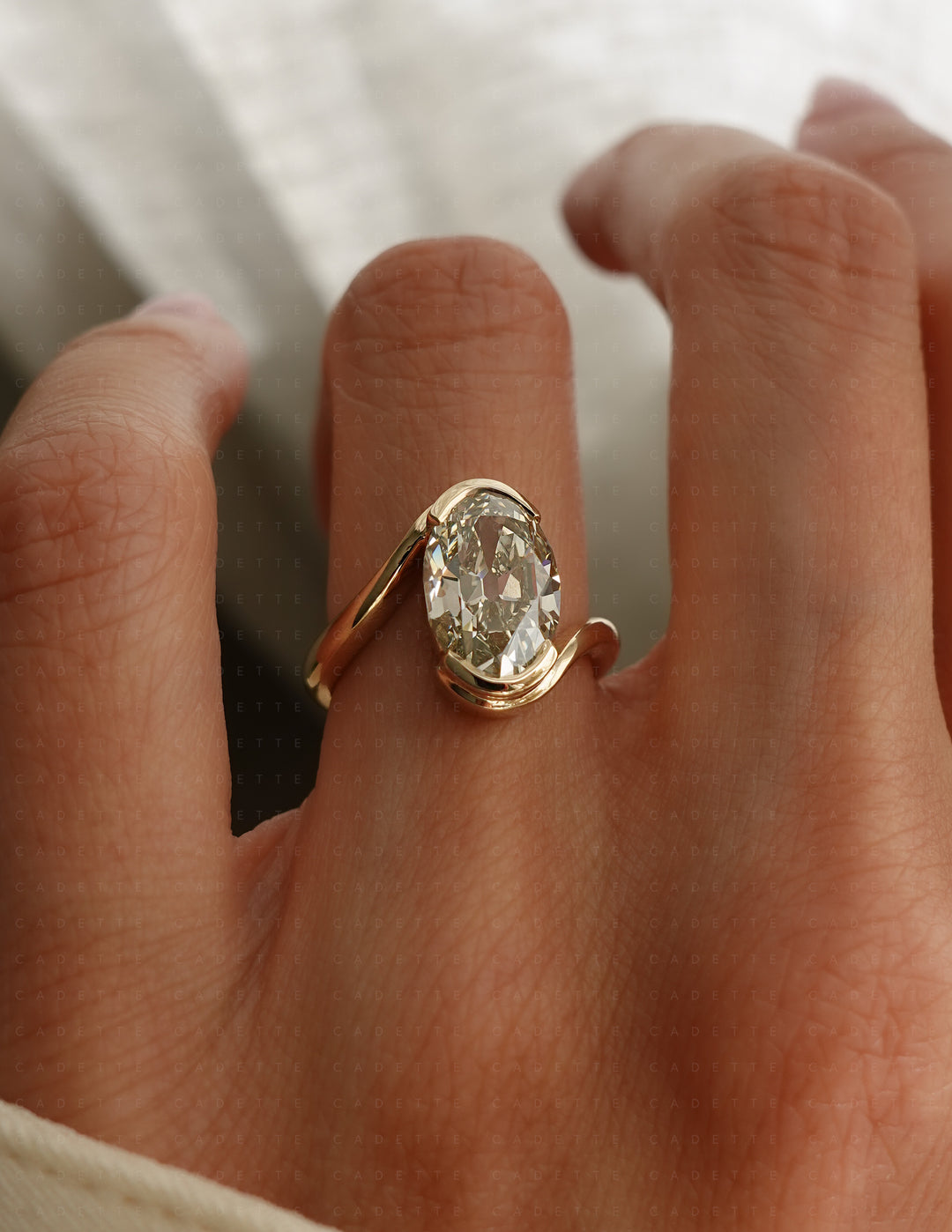 One-of-a-kind — 3.42ct Natural Champagne Diamond Oval Rapture Ring
