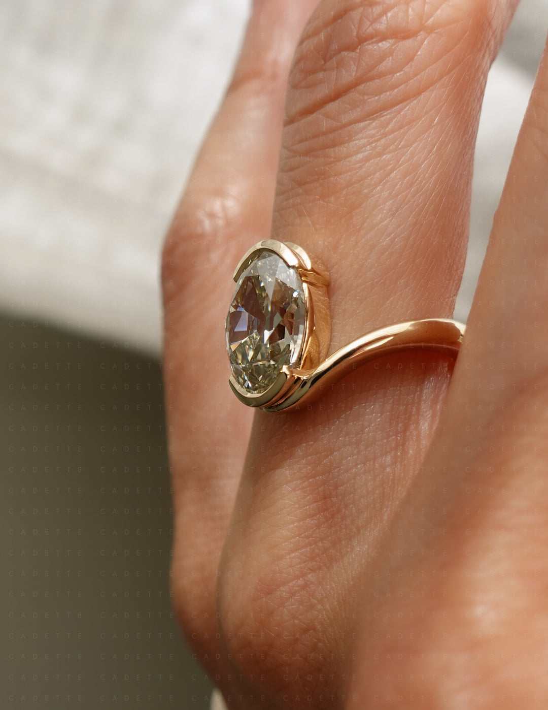 One-of-a-kind — 3.42ct Natural Champagne Diamond Oval Rapture Ring