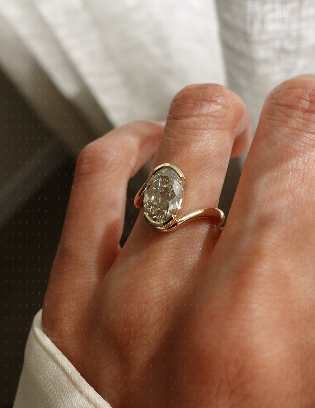 One-of-a-kind — 3.42ct Natural Champagne Diamond Oval Rapture Ring