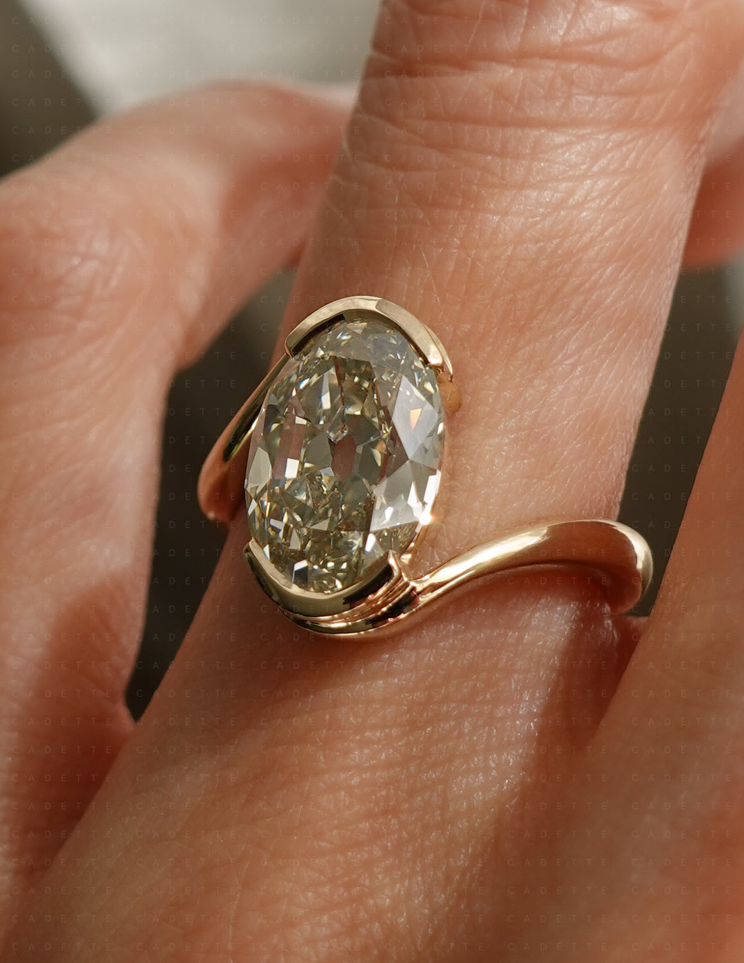 One-of-a-kind — 3.42ct Natural Champagne Diamond Oval Rapture Ring
