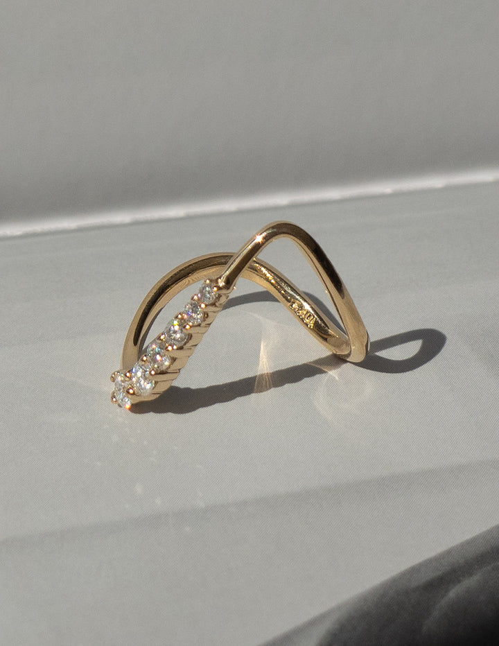 Cadette Adorned Oceanic Nature Inspired Asymmetrical Ring