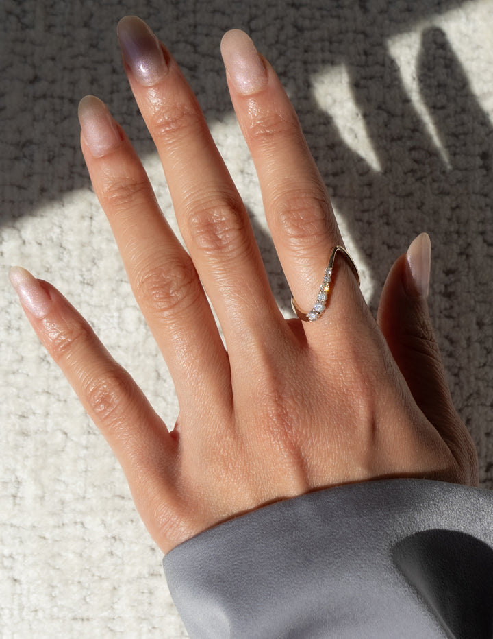 Cadette Adorned Oceanic Nature Inspired Asymmetrical Ring