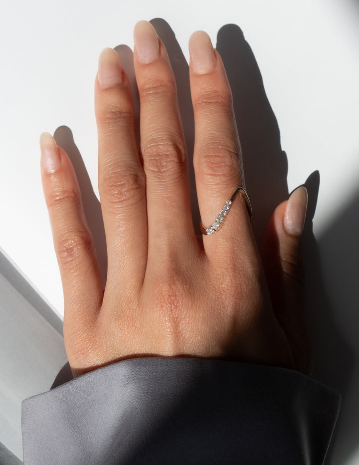 Cadette Adorned Oceanic Nature Inspired Asymmetrical Ring