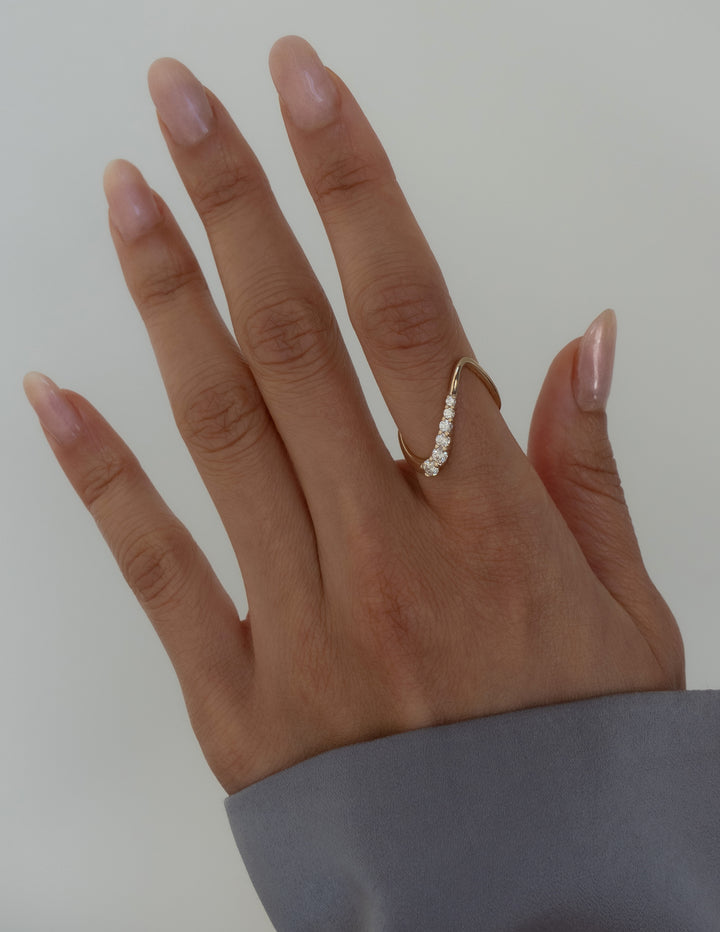 Cadette Adorned Oceanic Nature Inspired Asymmetrical Ring