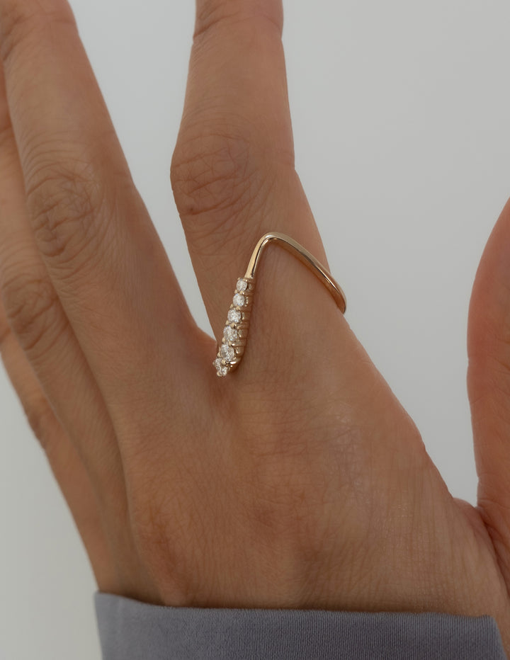 Cadette Adorned Oceanic Nature Inspired Asymmetrical Ring