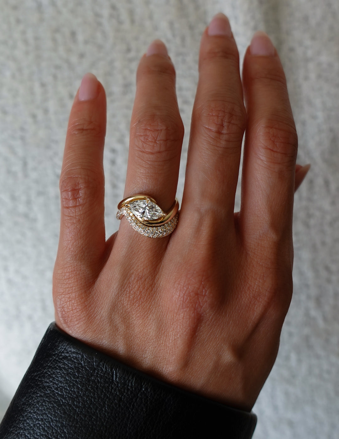 SET — MARQUISE (Tapered Prong) Rapture Ring & Band