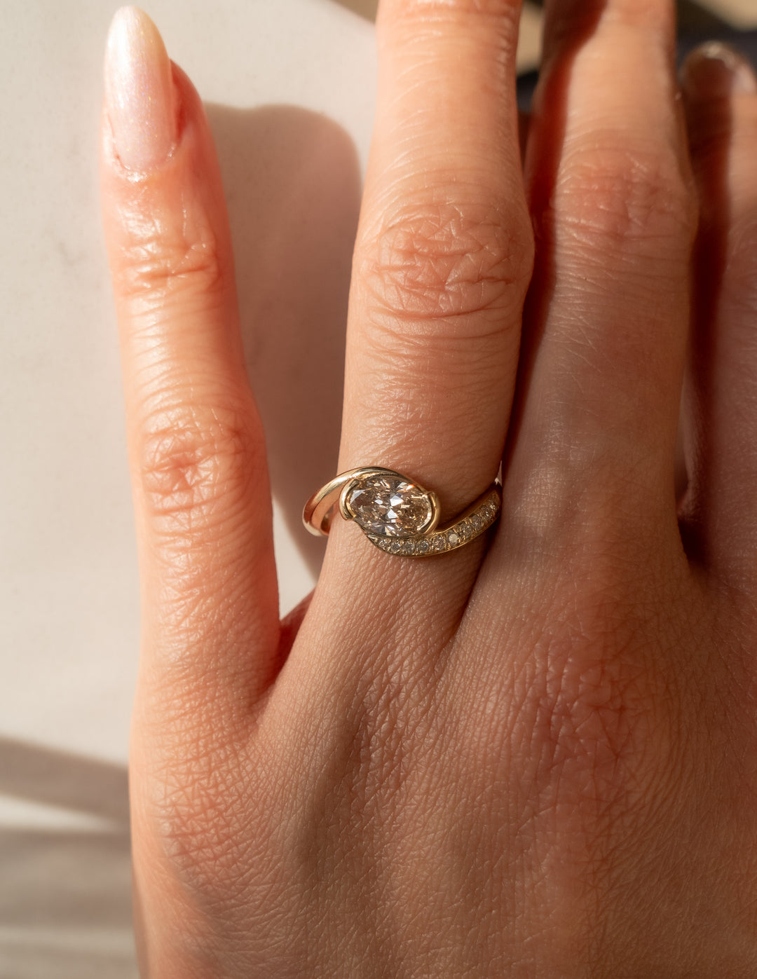 CHAMPAGNE Demi Pavé Oval Rapture Ring