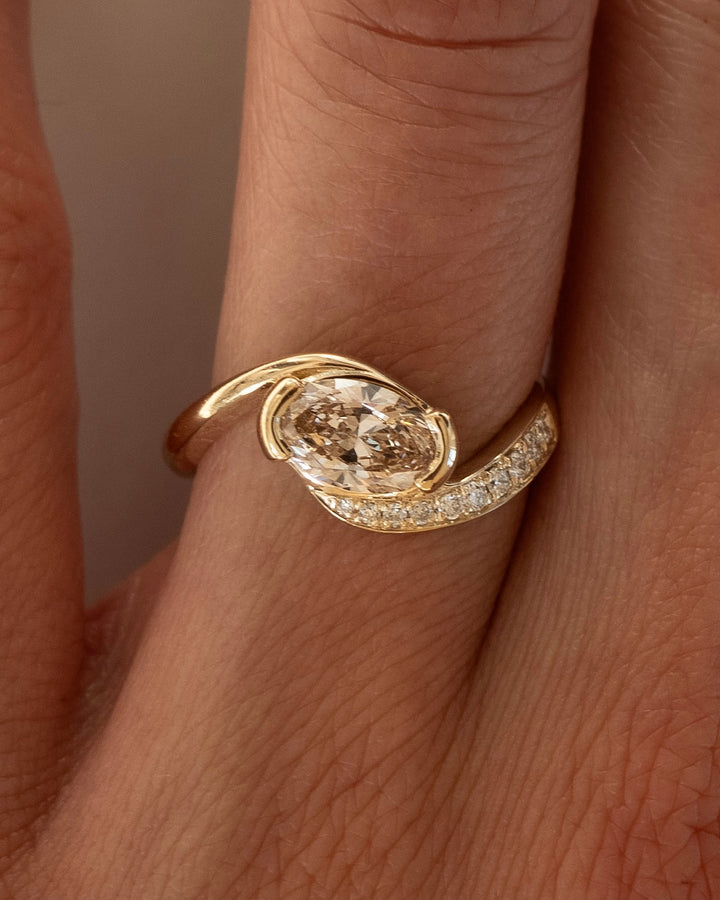 CHAMPAGNE Demi Pavé Oval Rapture Ring