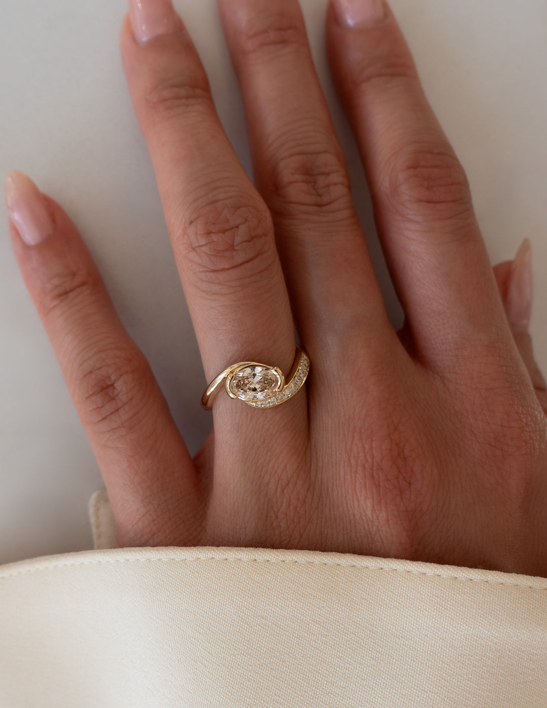 CHAMPAGNE Demi Pavé Oval Rapture Ring