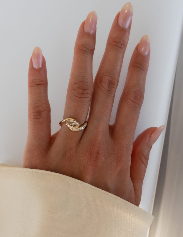 CHAMPAGNE Demi Pavé Oval Rapture Ring