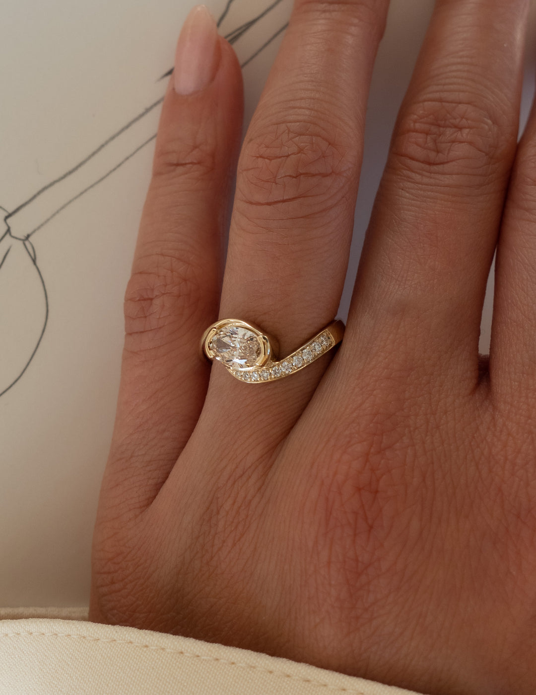 CHAMPAGNE Demi Pavé Oval Rapture Ring