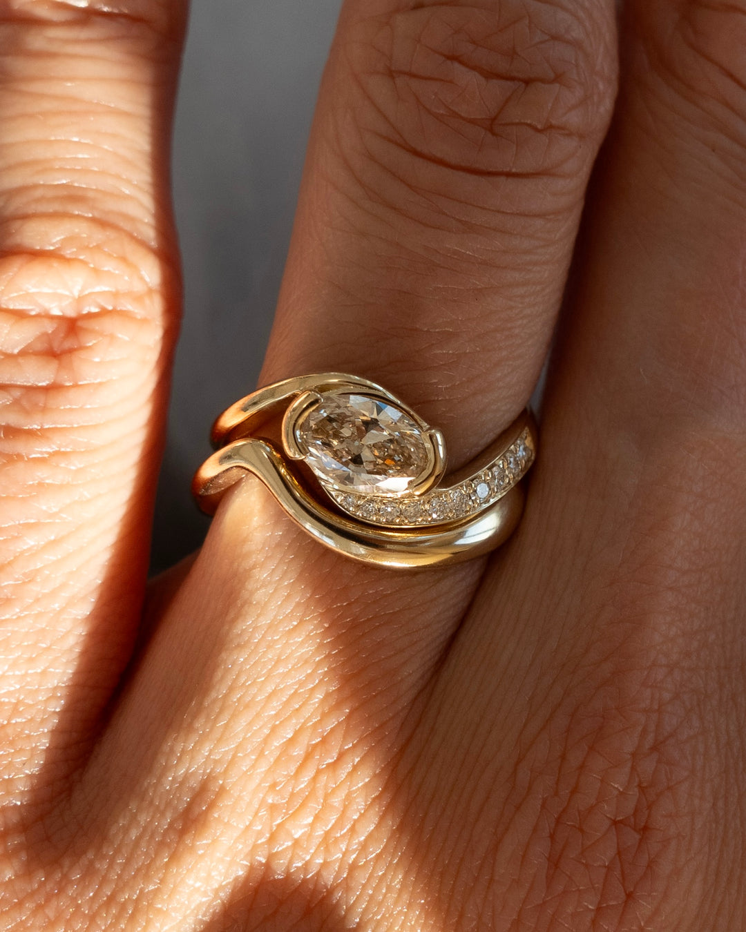 CHAMPAGNE Demi Pavé Oval Rapture Ring