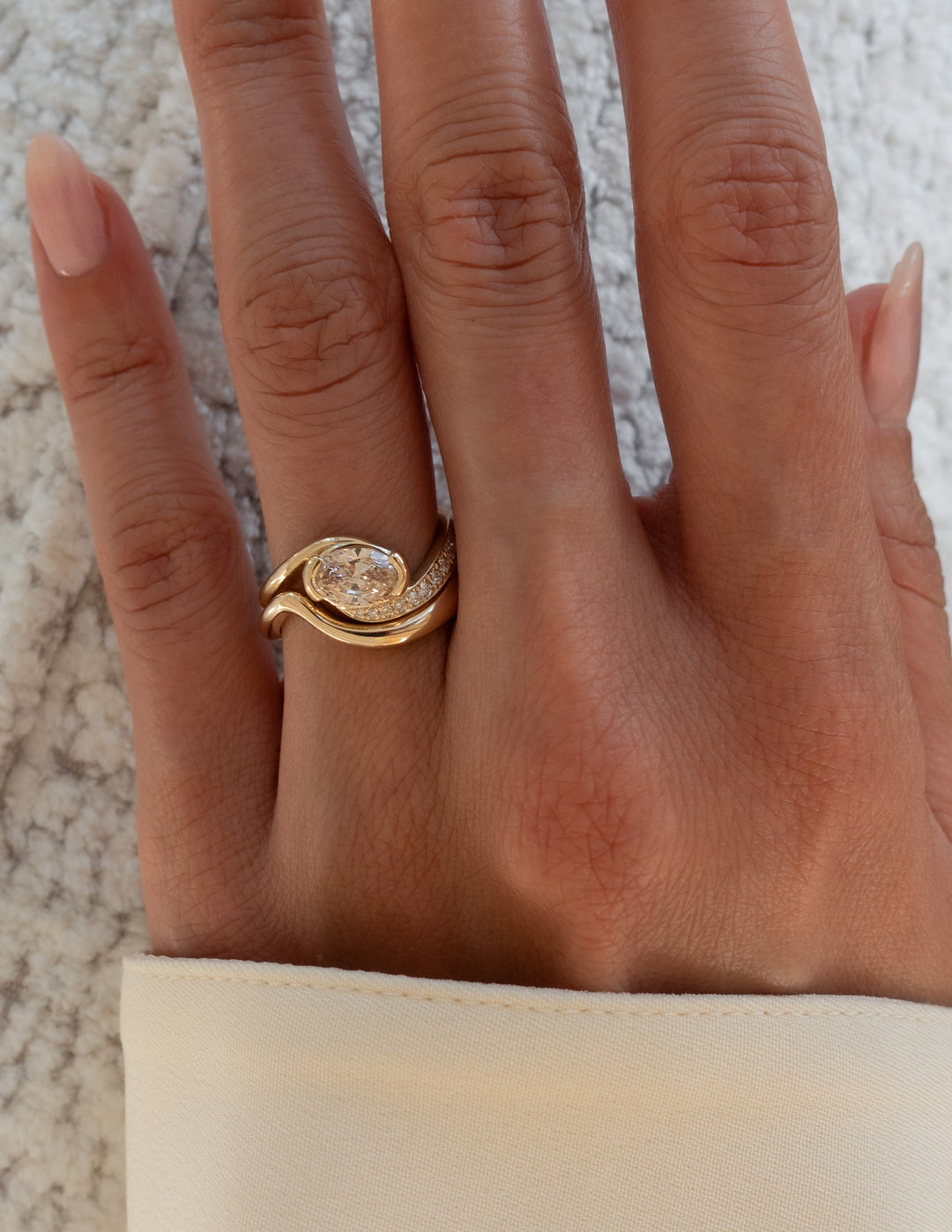 CHAMPAGNE Demi Pavé Oval Rapture Ring