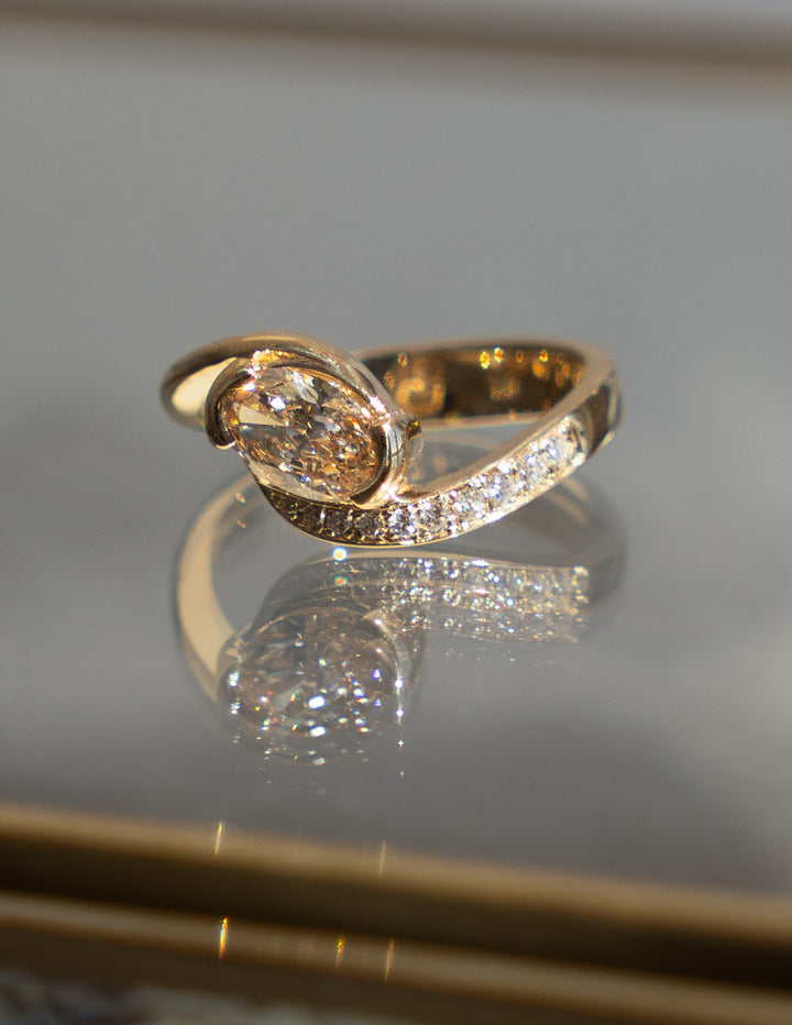 CHAMPAGNE Demi Pavé Oval Rapture Ring